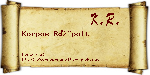 Korpos Rápolt névjegykártya